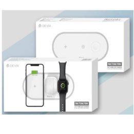 3 viename įkroviklis telefonui, „Apple Watch“ ir ausinėms, baltas