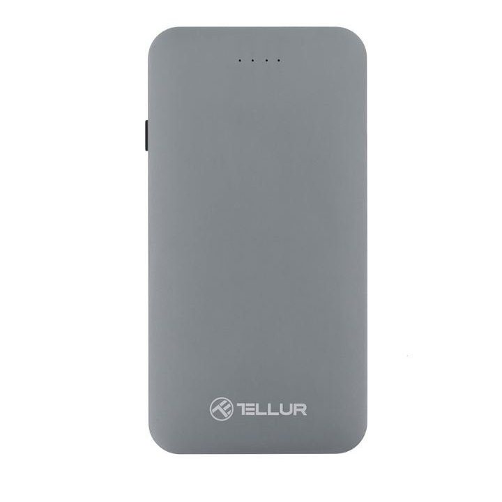 Pilkas 5000 mAh QC 3.0 powerbankas su 3in1 laidu