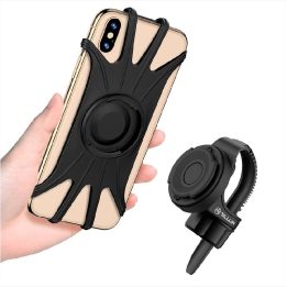 Juodas telefono laikiklis dviračiui, motociklui ir motoroleriui