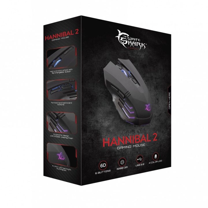 Žaidimų pelė White Shark Hannibal-2 GM-5006B, juoda