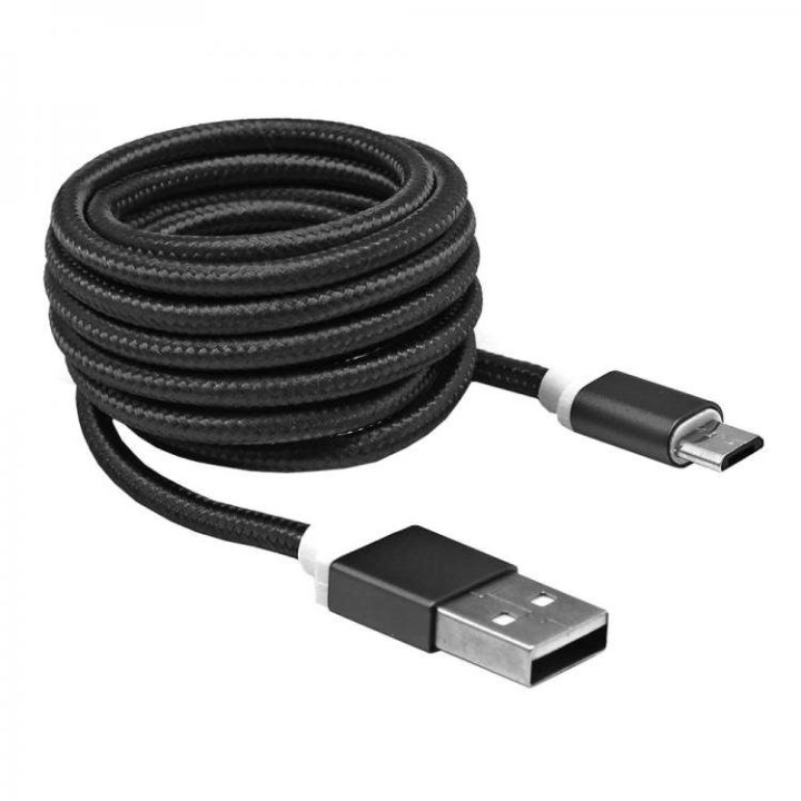 Juodas USB–microUSB kabelis, 1,5 m