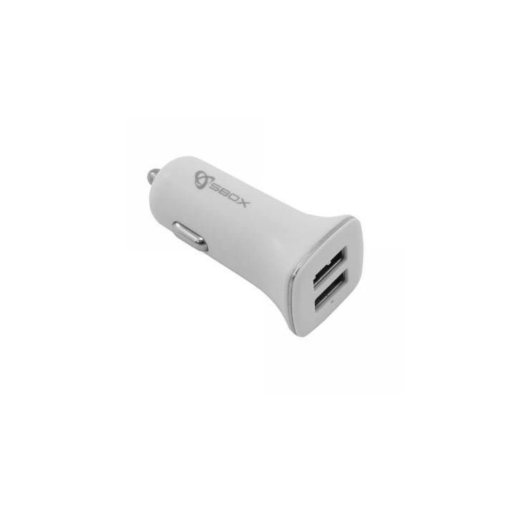 Baltas automobilinis telefonų įkroviklis su USB 2.0