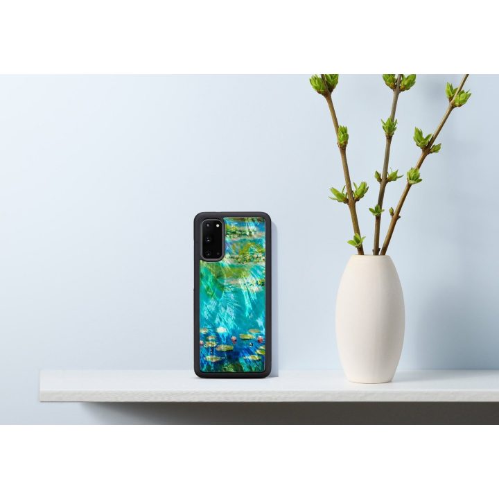 Juodas Samsung Galaxy S20 dėklas su vandens lelijomis
