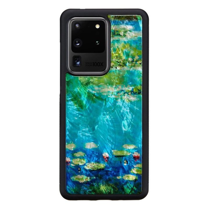 Telefono dėklas Samsung Galaxy S20 Ultra – juodas su vandens lelijomis