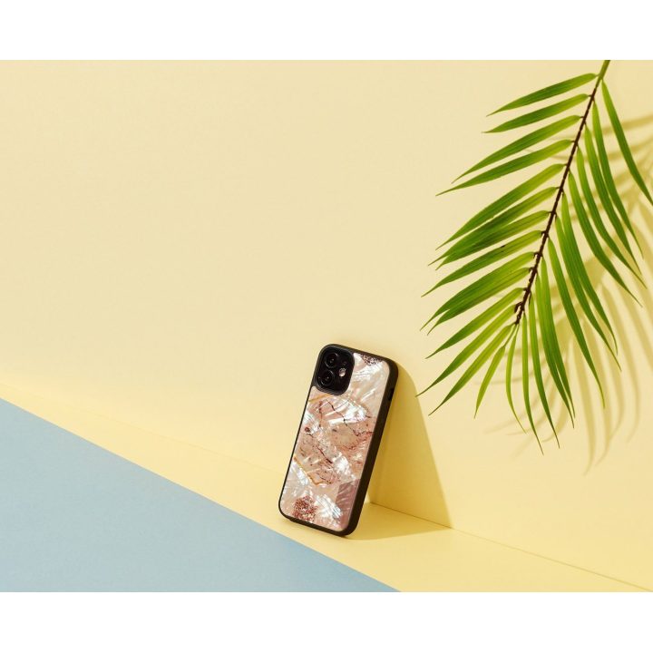 Rožinis marmuro rašto dėklas Apple iPhone 12 mini