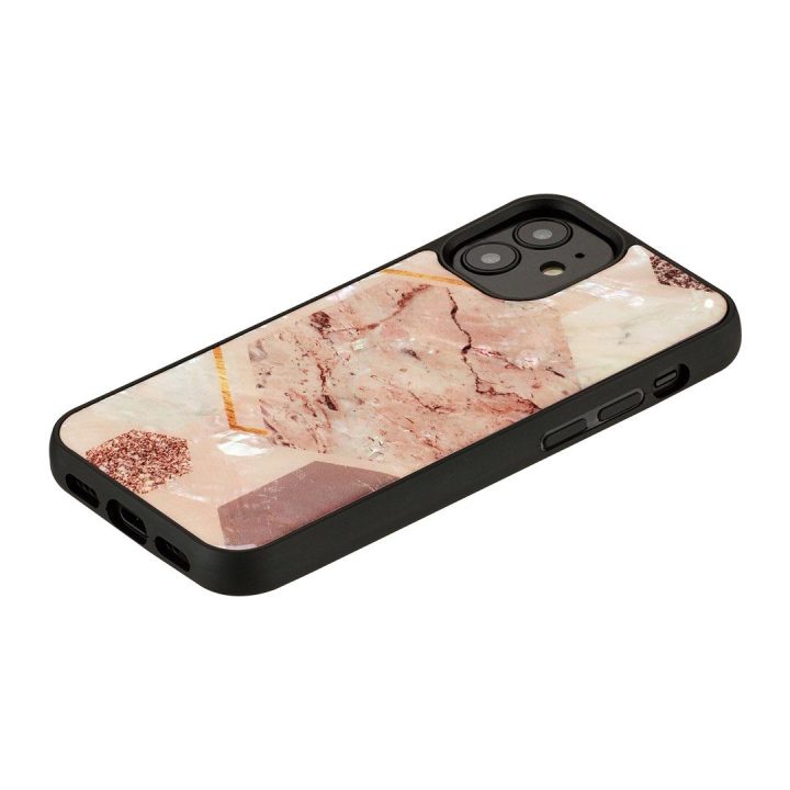 Rožinis marmuro rašto dėklas Apple iPhone 12 mini