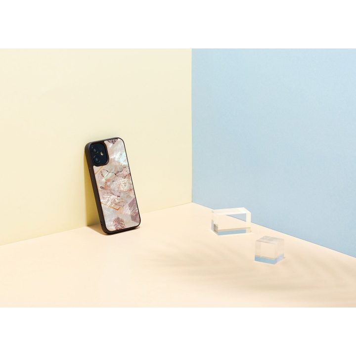 Rožinis marmuro rašto dėklas Apple iPhone 12 mini
