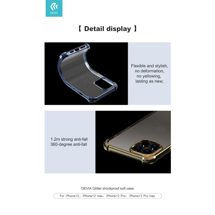 Sidabrinis „Devia Glitter“ apsauginis dėklas „iPhone 12 Pro Max“
