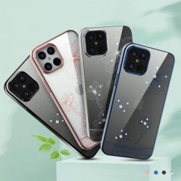 Juodas telefono dėklas iPhone 12 mini su Swarovski elementais