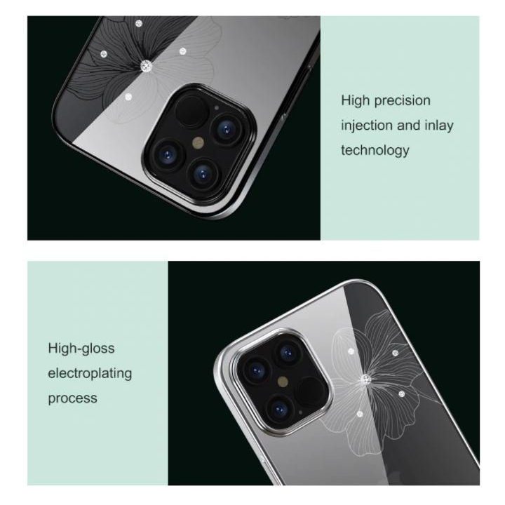 iPhone 12 mini dėklas su Swarovski elementais, rožinio aukso