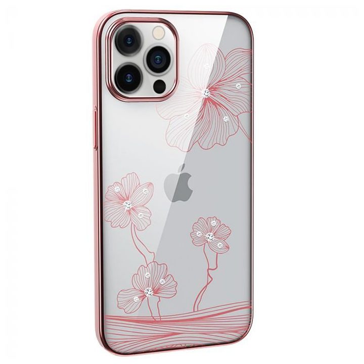 iPhone 12 mini dėklas su Swarovski elementais, rožinio aukso