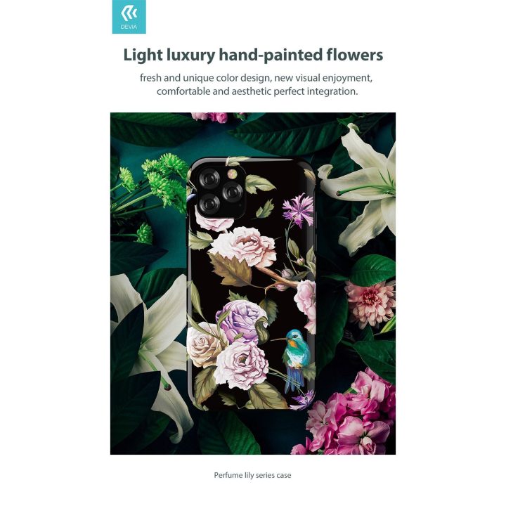 Rožinis iPhone 11 Pro Max dėklas Devia Perfume Lily serijos