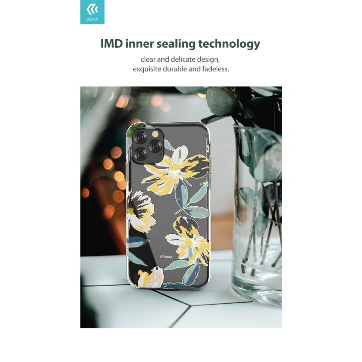 iPhone 11 Pro Max dėklas Devia Perfume Lily serijos, geltonas