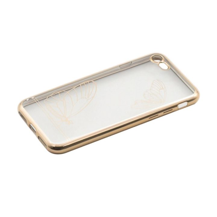 Silikoninis telefono dėklas iPhone 7 „Butterfly“ auksinės spalvos