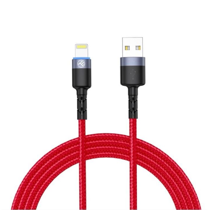 USB–Lightning kabelis su LED apšvietimu, 1,2 m, raudonas