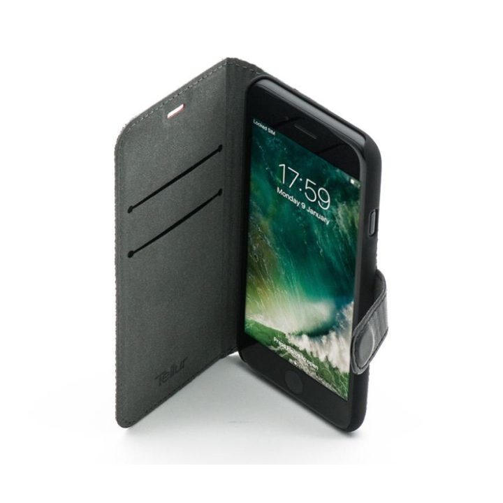 Tellur knygelės tipo dėklas iPhone 7, juodas / raudonas