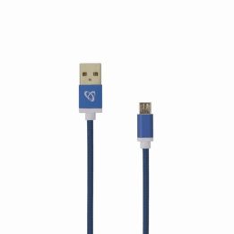 Mėlynas pintas USB–microUSB laidas 1,5 m