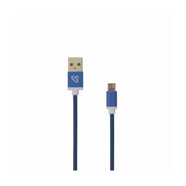 Mėlynas pintas USB–microUSB laidas 1,5 m
