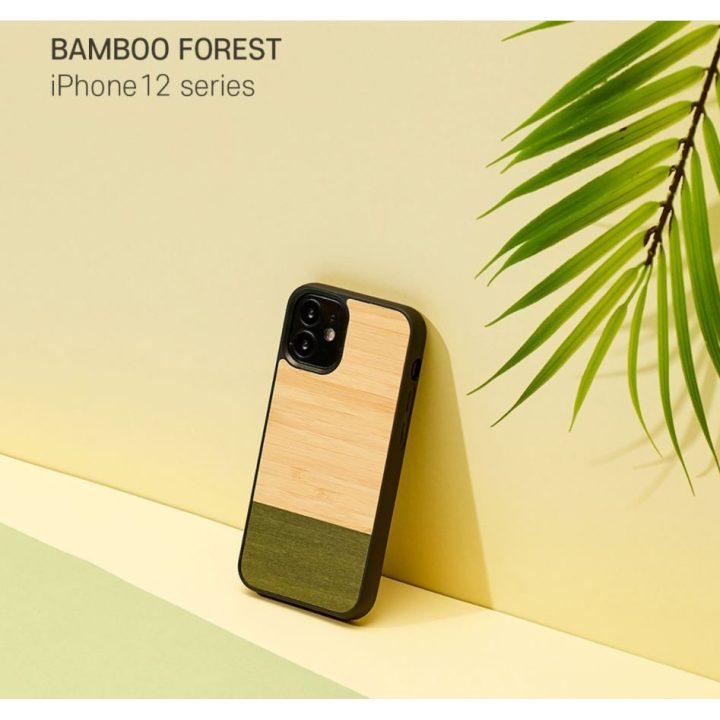 Juodas dėklas Apple iPhone 12 mini, MAN&WOOD Bamboo Forest