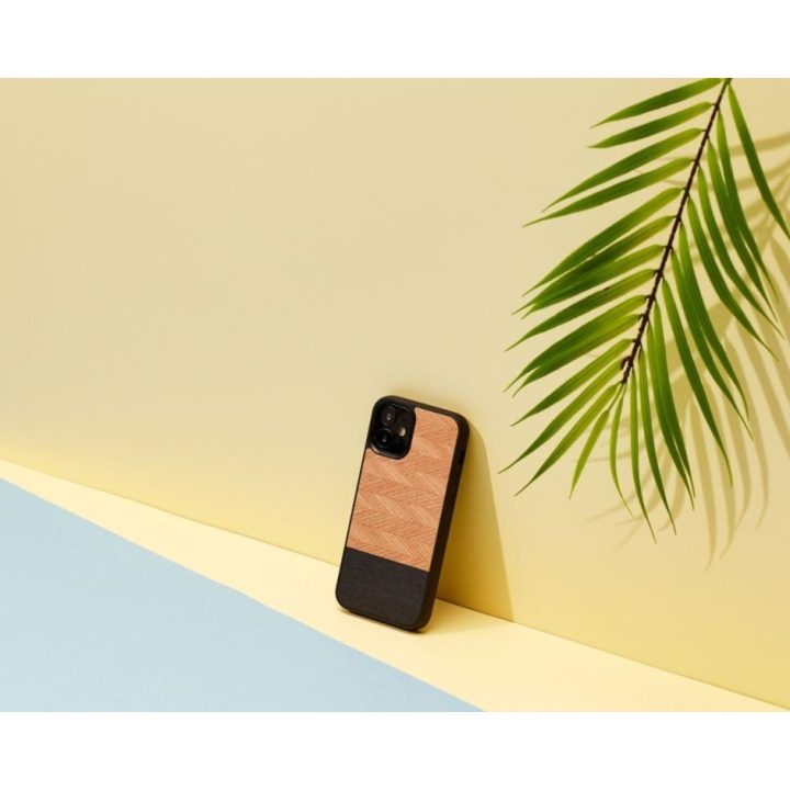 Juodas telefono dėklas Apple iPhone 12 mini su eglutės raštu