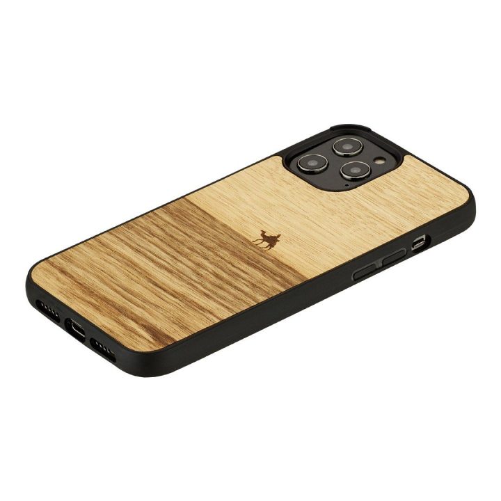 Juodas telefono dėklas „Man&Wood“ iPhone 12 / 12 Pro
