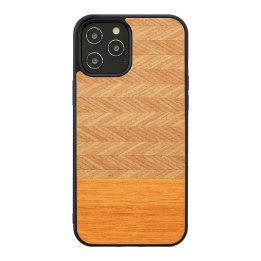 Telefono dėklas Apple iPhone 12 Pro Max „Man&Wood Herringbone Arancia Black“