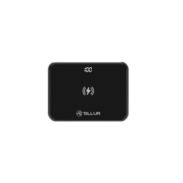 Tellur Graphene PD10000 10000 mAh išorinė baterija su belaidžiu įkrovimu, juoda