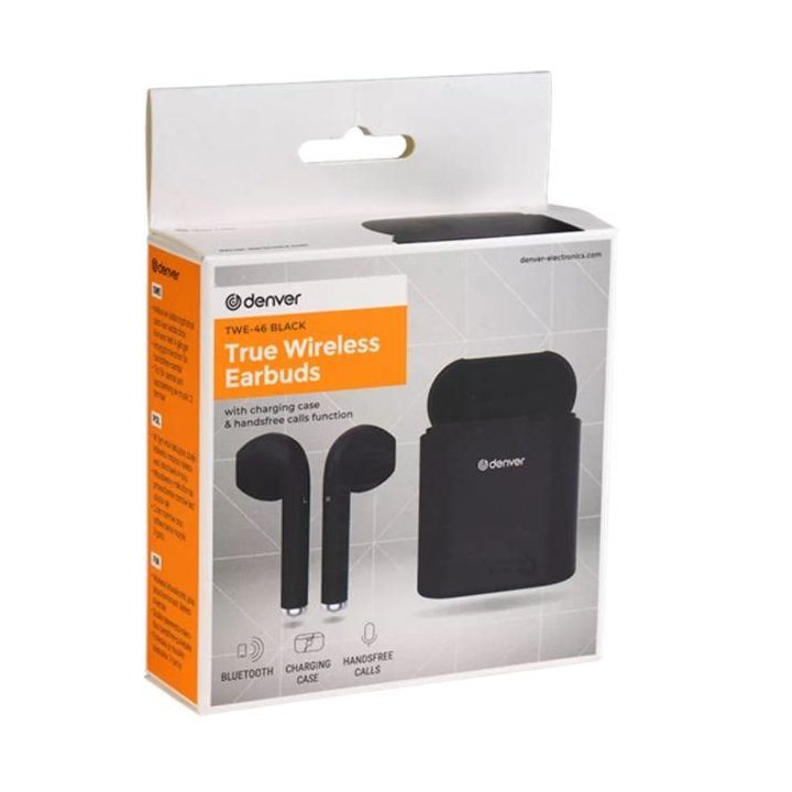 Denver TWE-46 belaidės Bluetooth ausinės, juodos