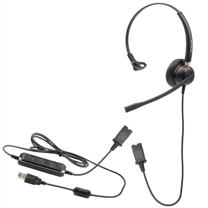 Tellur Voice 510N monofoninės laidinės ausinės su USB adapteriu, juodos