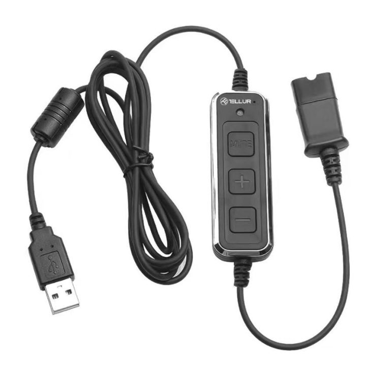 Tellur Voice 520N binaurinės laidinės ausinės su USB adapteriu, juodos