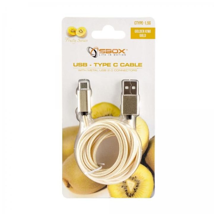 Pintas USB-A į USB-C kabelis 1,5 m, auksinis