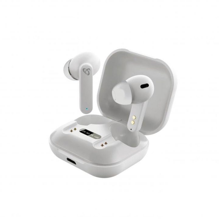Belaidės į ausį įdedamos Bluetooth ausinės Sbox EB-TWS72, baltos