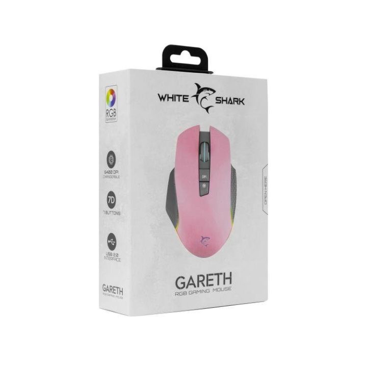 Žaidimų pelė White Shark Gareth Pink