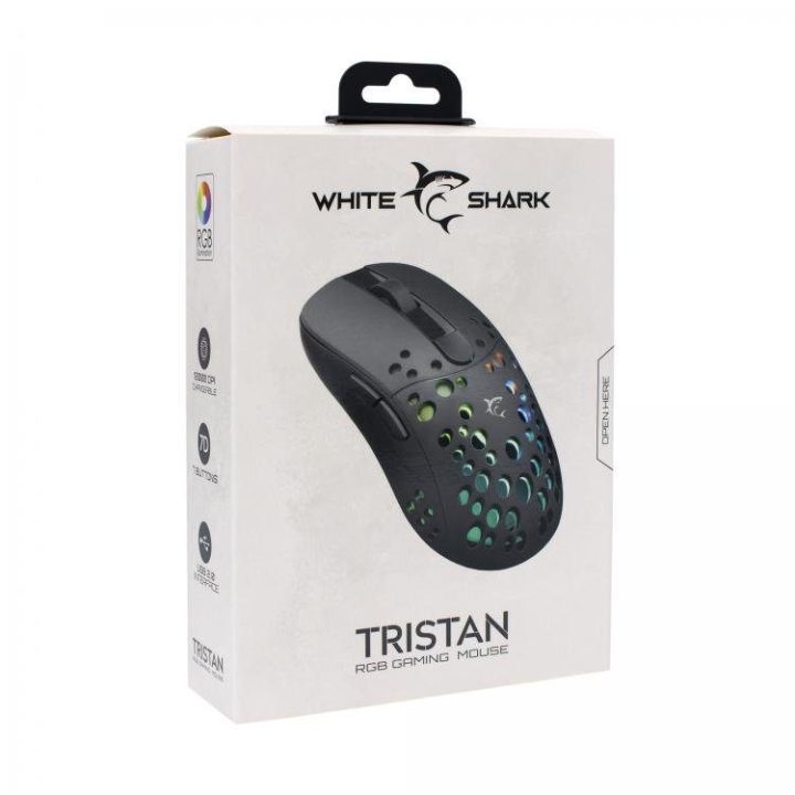 Žaidimų pelė White Shark Tristan Black