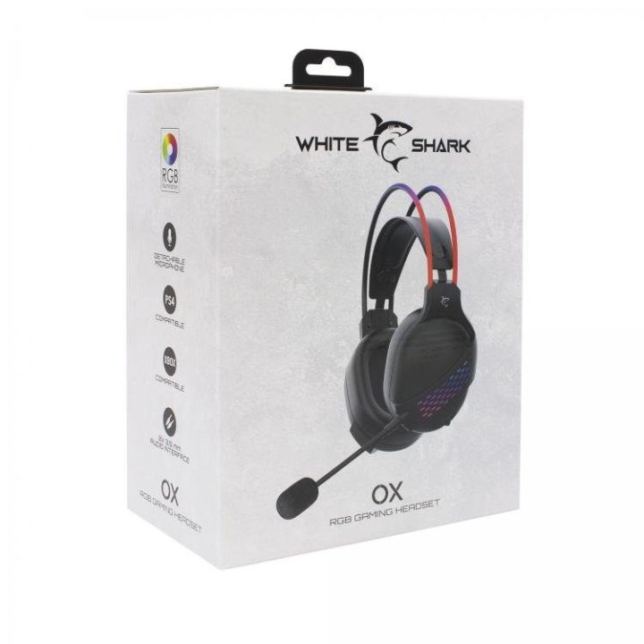 Žaidimų ausinės su RGB apšvietimu White Shark OX GH-2140
