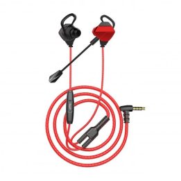 White Shark GE-536 Eagle į ausis ausinės su mikrofonu, juoda/raudona