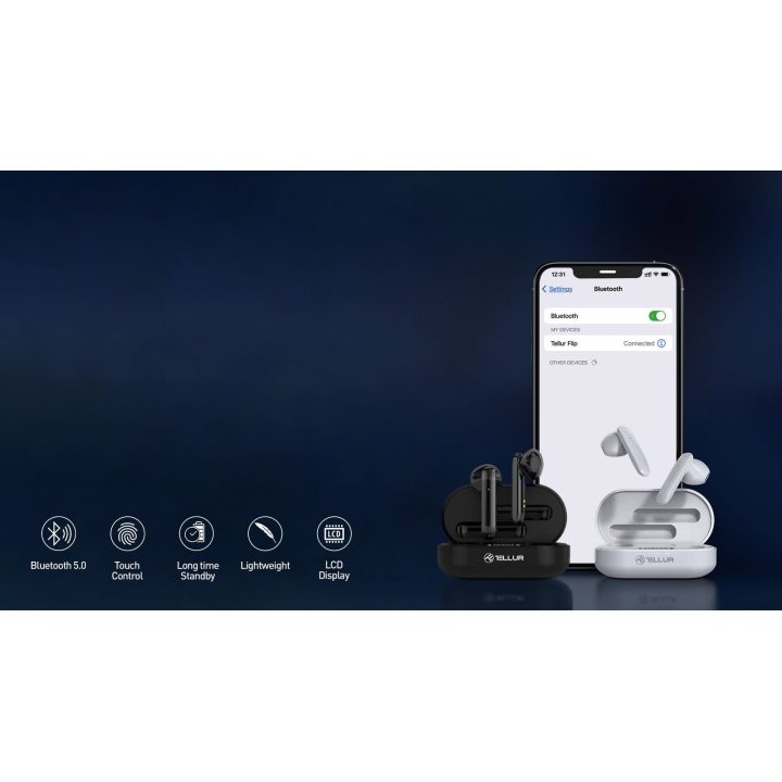 Tellur Flip True Wireless Earphones White
