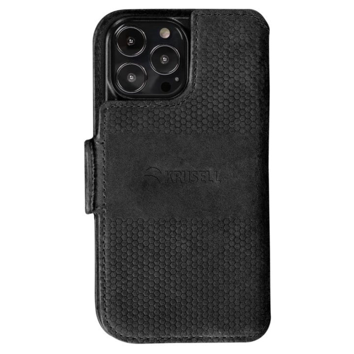 Juodas telefono dėklas–piniginė Apple iPhone 13 Pro Max