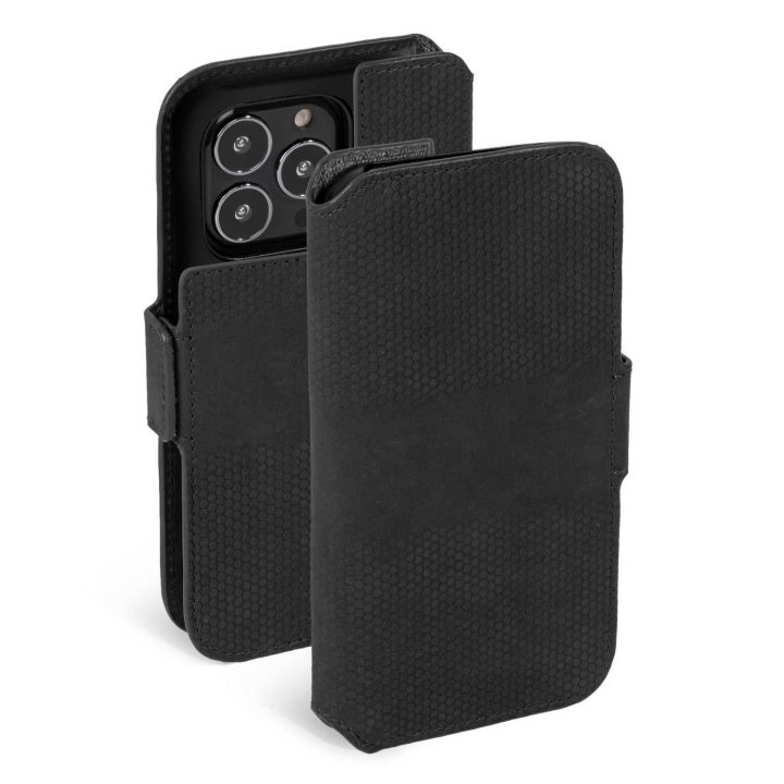 Juodas telefono dėklas–piniginė Apple iPhone 13 Pro Max