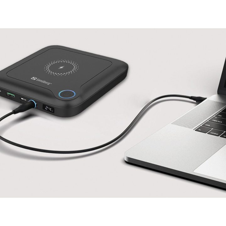 Sandberg 24000 mAh nešiojama baterija su USB-C ir belaidžiu įkrovimu