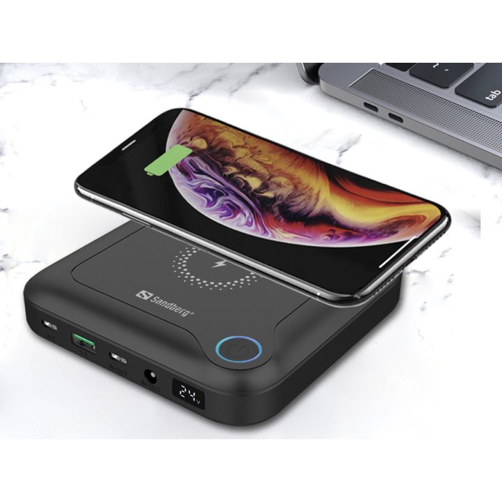 Sandberg 24000 mAh nešiojama baterija su USB-C ir belaidžiu įkrovimu