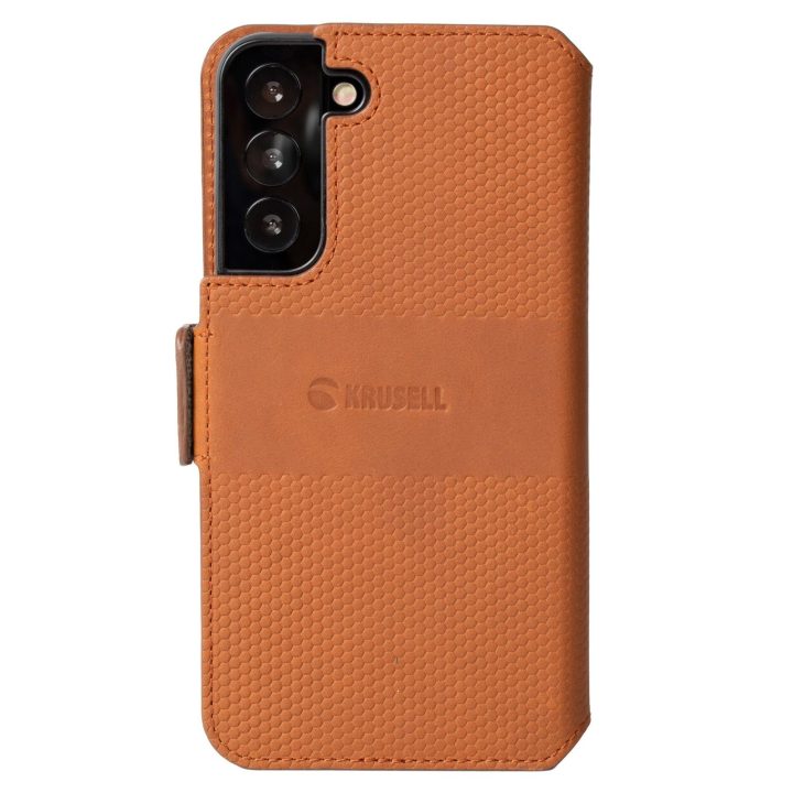 Samsung Galaxy S22+ odinė telefono piniginė, konjako