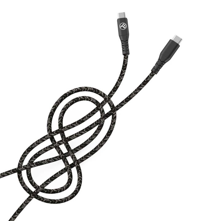Tellur Green Type-C–Type-C įkrovimo ir duomenų kabelis, 1 m, juodas