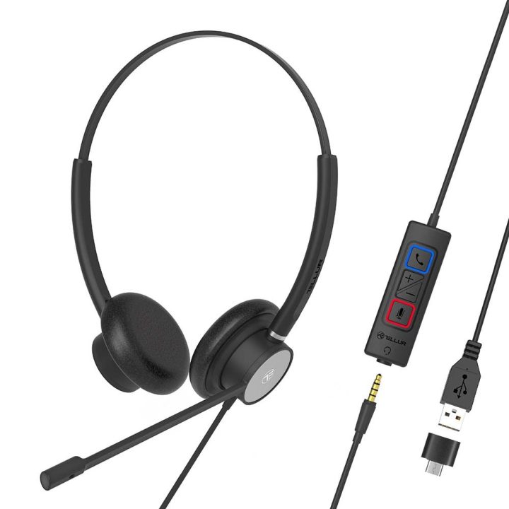 Tellur Voice 420 laidinės ausinės su mikrofonu, juodos