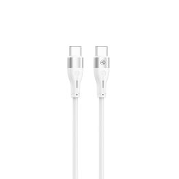Tellur silikoninis USB-C–USB-C laidas PD 60 W, 1 m, baltas