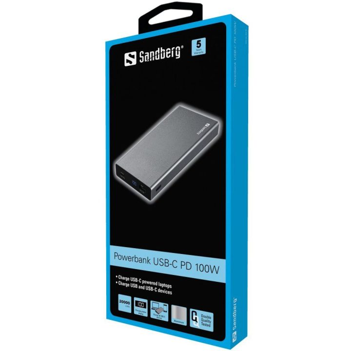 Sandberg 20000 mAh powerbankas su USB-C PD 100 W