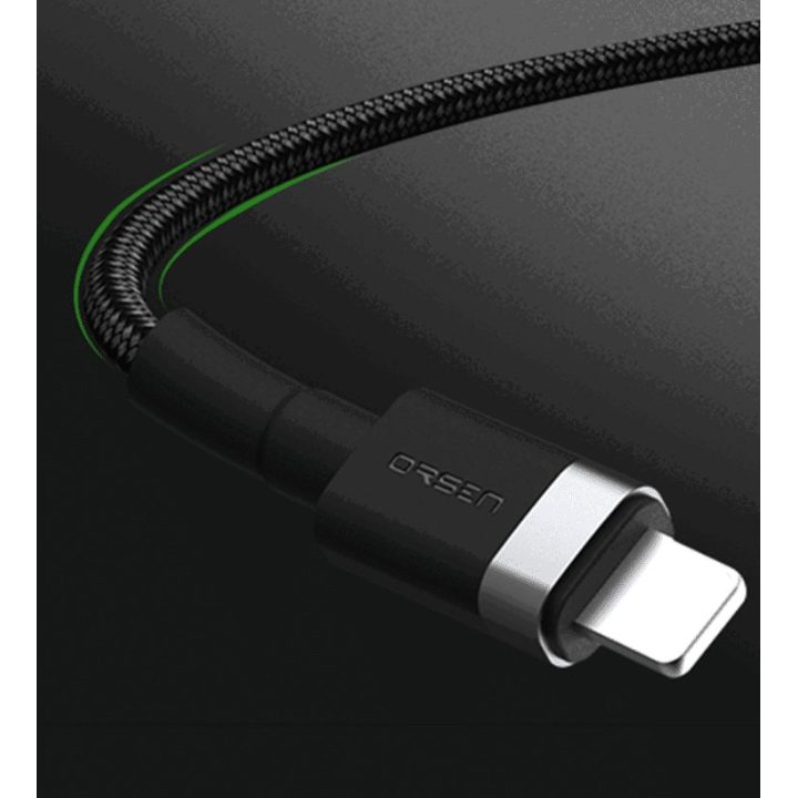 Juodas USB-C į Lightning laidas 3A, 1 m