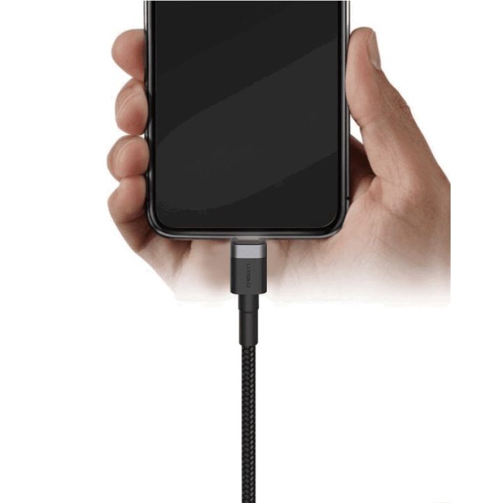 Juodas USB-C į Lightning laidas 3A, 1 m