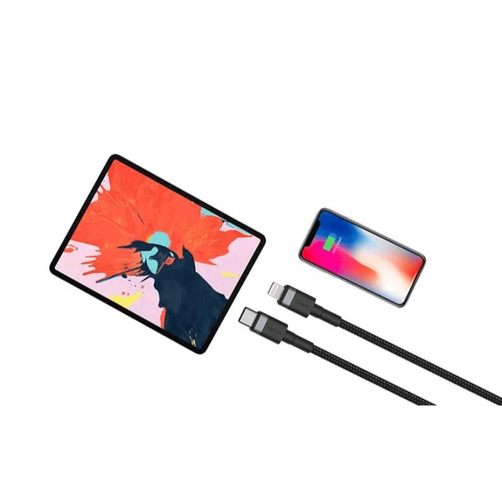 Juodas USB-C į Lightning laidas 3A, 1 m