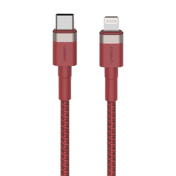 Raudonas USB-C į Lightning laidas, 1 m, 3 A